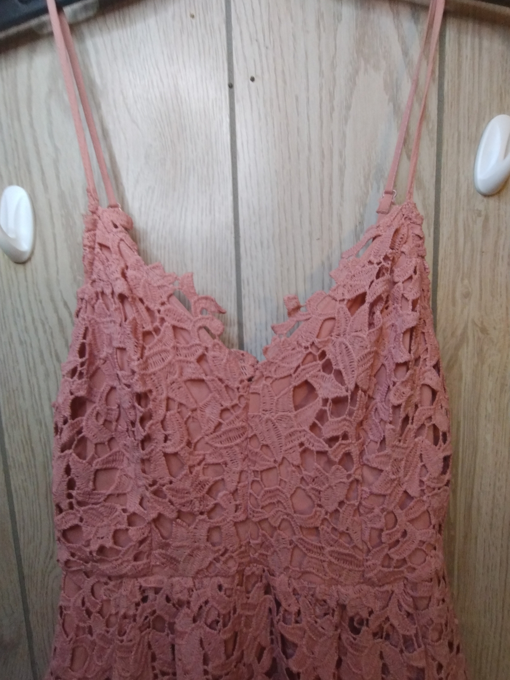 Astr Blush Lace V-Neck Midi Dress - Picture 3 of 6